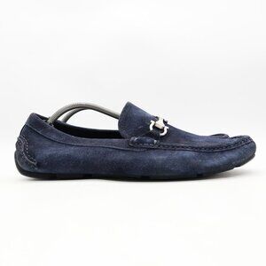 Salvatore Ferragamo Blue Navy Suede Loafers Men's Size 12 D Slip On Casual Shoes